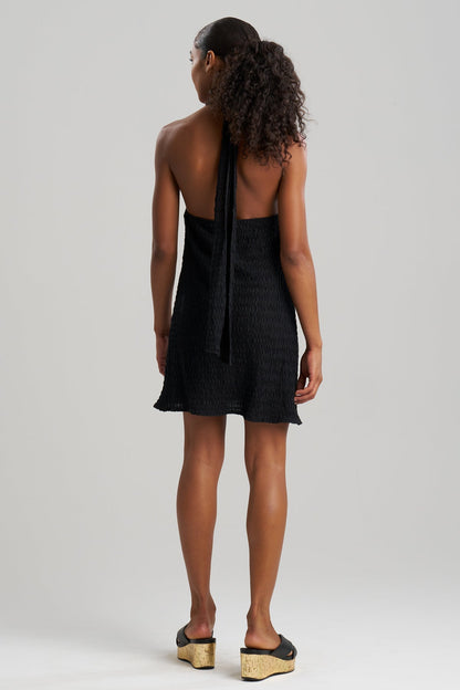 Waves Mini Halter Dress Black
