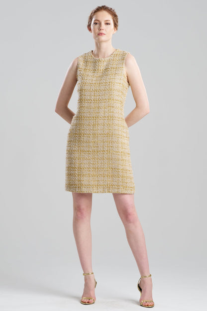 Sparkle Tweed Sleeveless Shift Dress Champagne