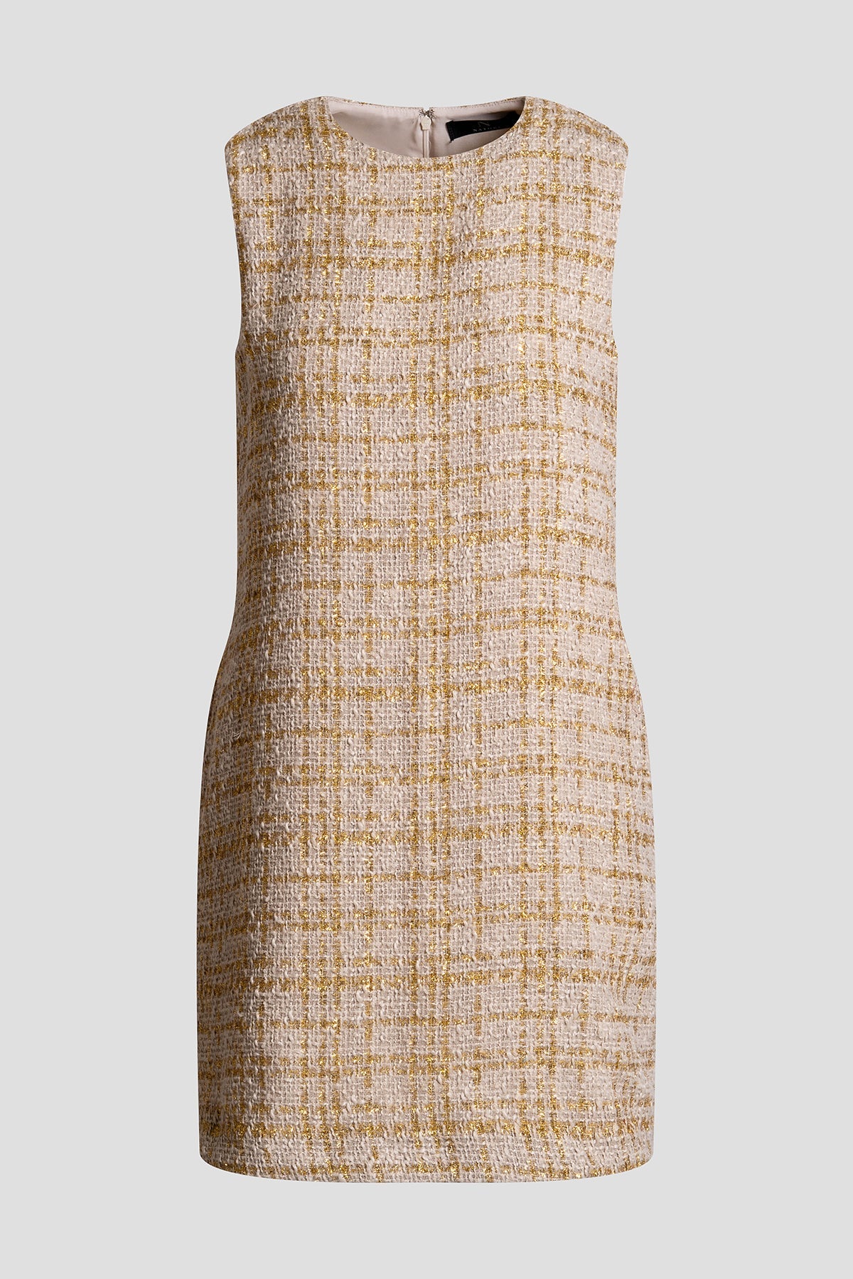 Sparkle Tweed Sleeveless Shift Dress Champagne