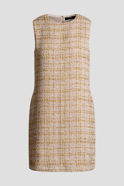 Sparkle Tweed Sleeveless Shift Dress Champagne