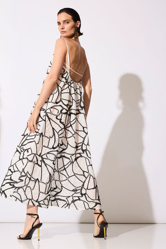 Butterfly Embroidery Cotton Sundress White