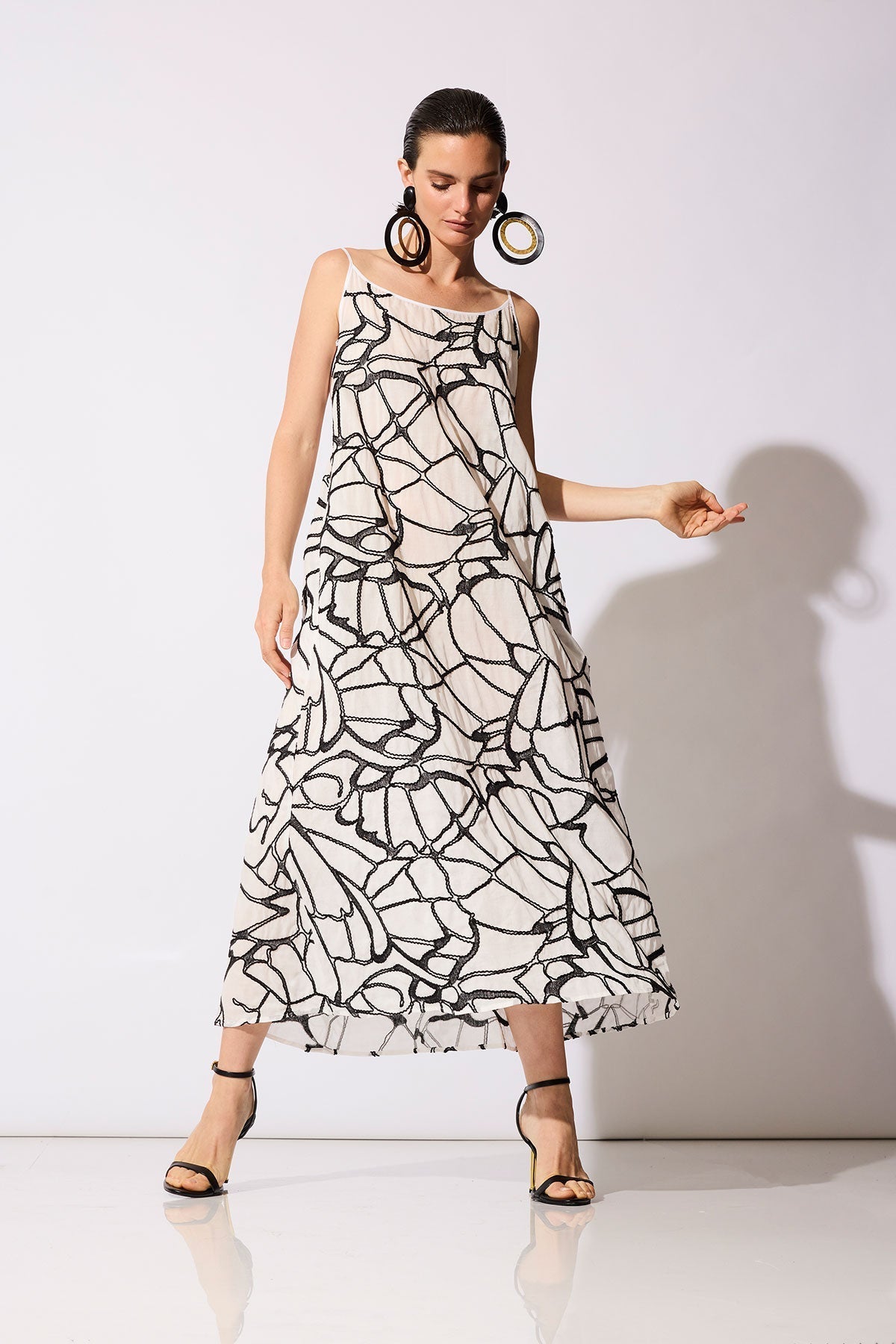 Butterfly Embroidery Cotton Sundress White