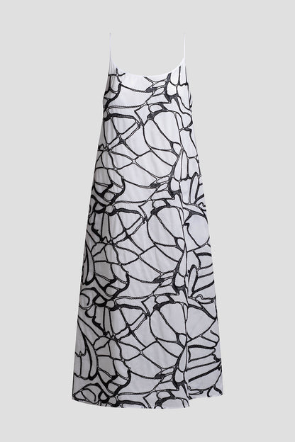 Butterfly Embroidery Cotton Sundress White