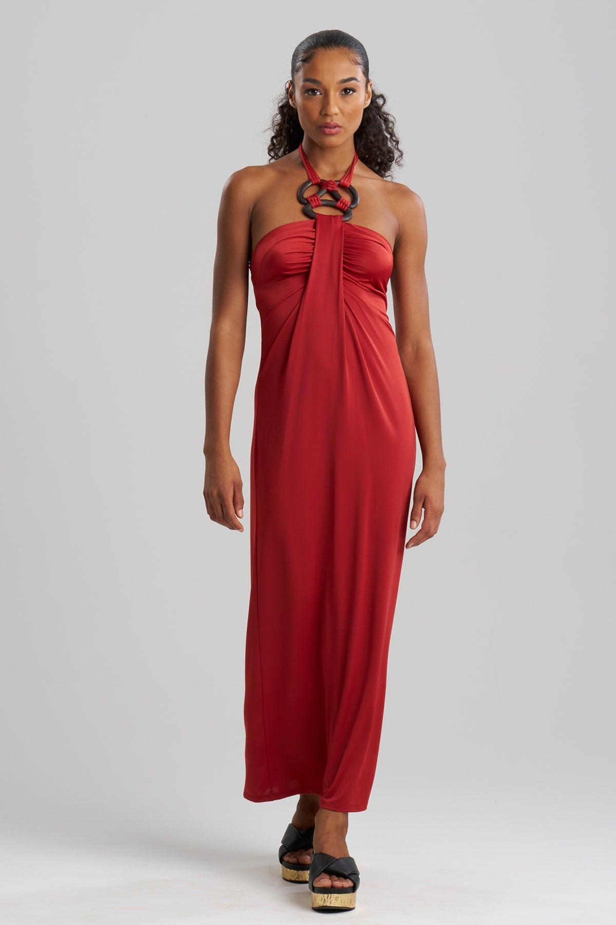 Solid Jersey Halter Dress Spicy Red