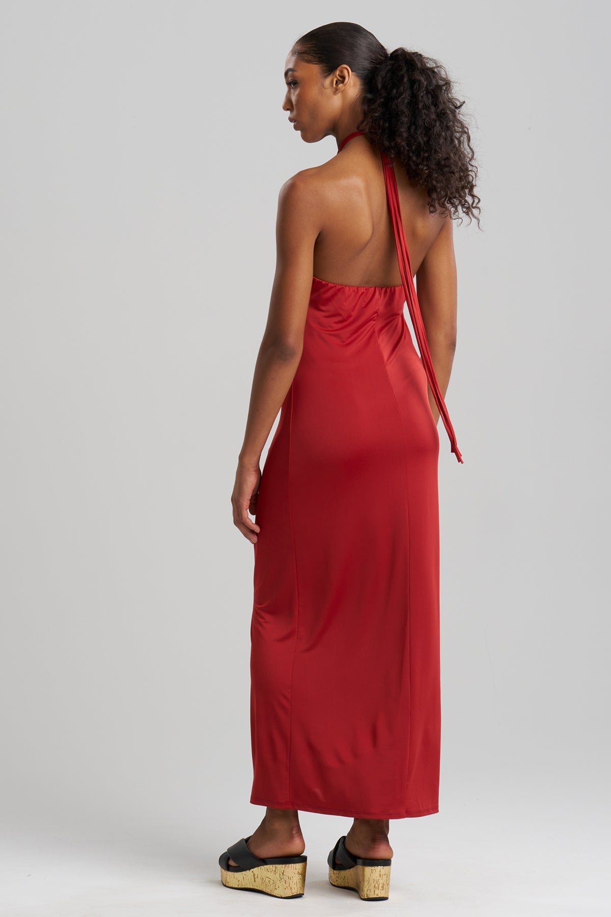 Solid Jersey Halter Dress Spicy Red