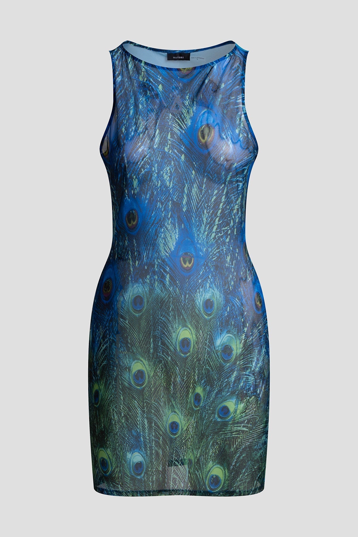 Peacock Mesh Mini Dress Teal