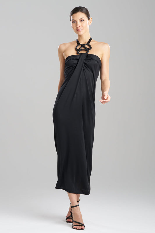 Solid Jersey Halter Dress Black