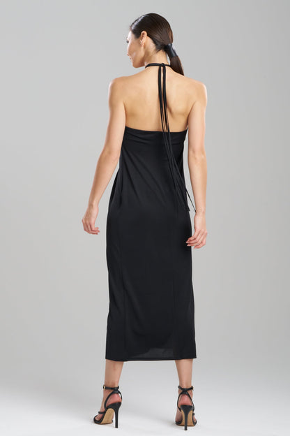 Solid Jersey Halter Dress Black