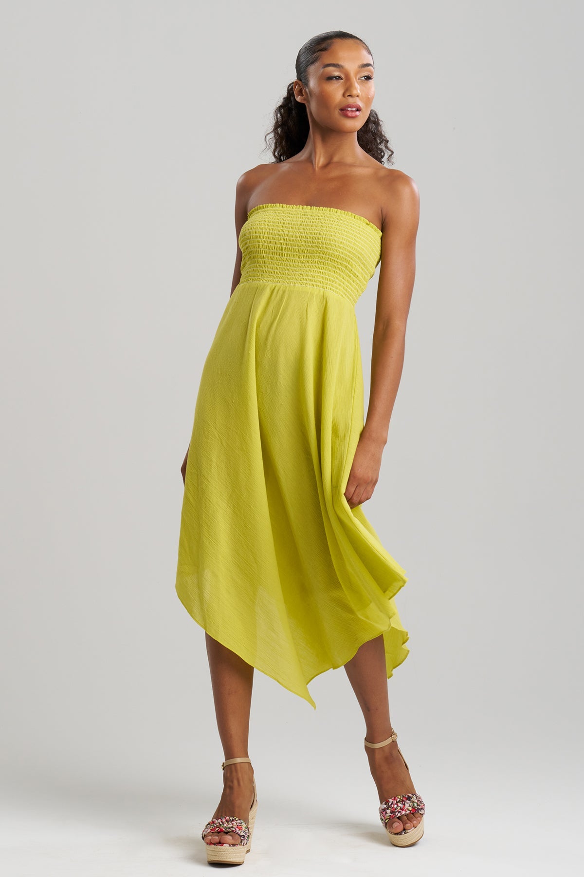Cotton Gauze Bandeau Dress Citron