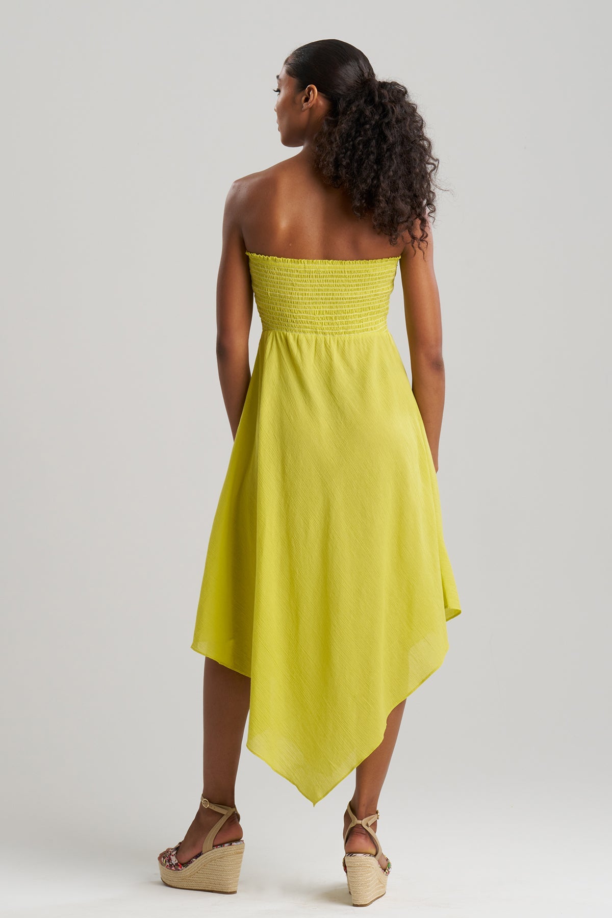 Cotton Gauze Bandeau Dress Citron
