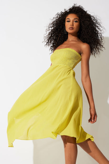 Cotton Gauze Bandeau Dress Citron