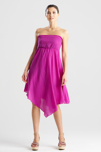 Cotton Gauze Bandeau Dress Magenta