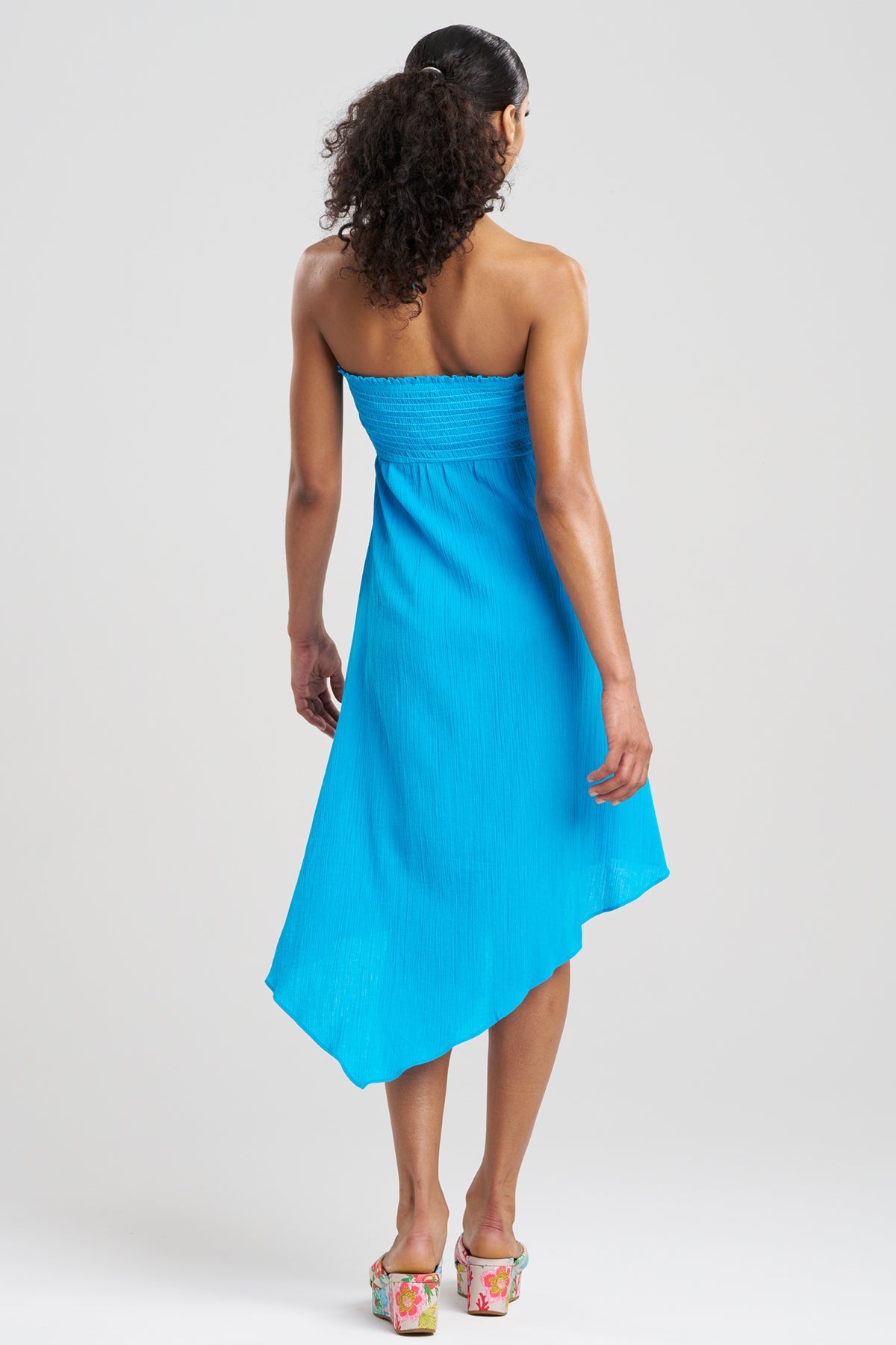 Cotton Gauze Bandeau Dress Wave Blue