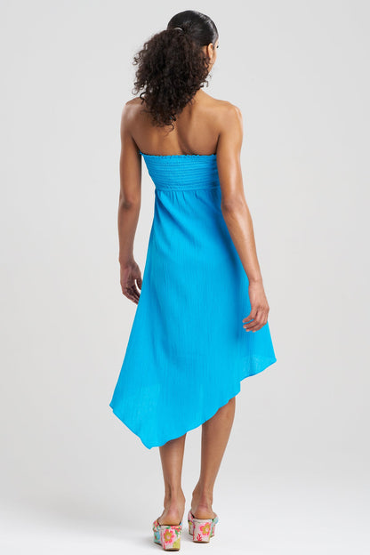 Cotton Gauze Bandeau Dress Wave Blue