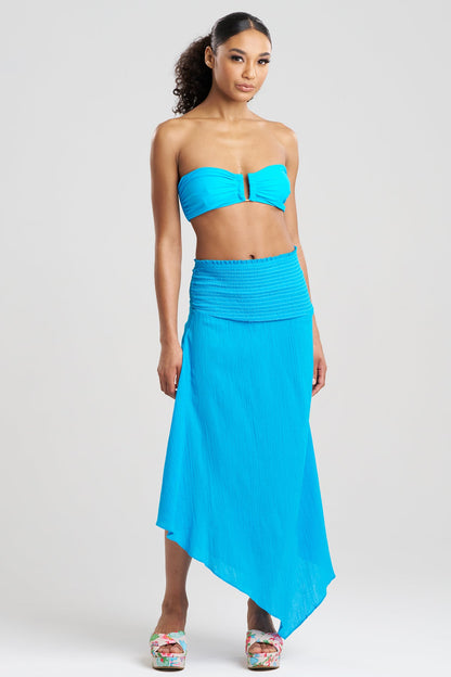 Cotton Gauze Bandeau Dress Wave Blue