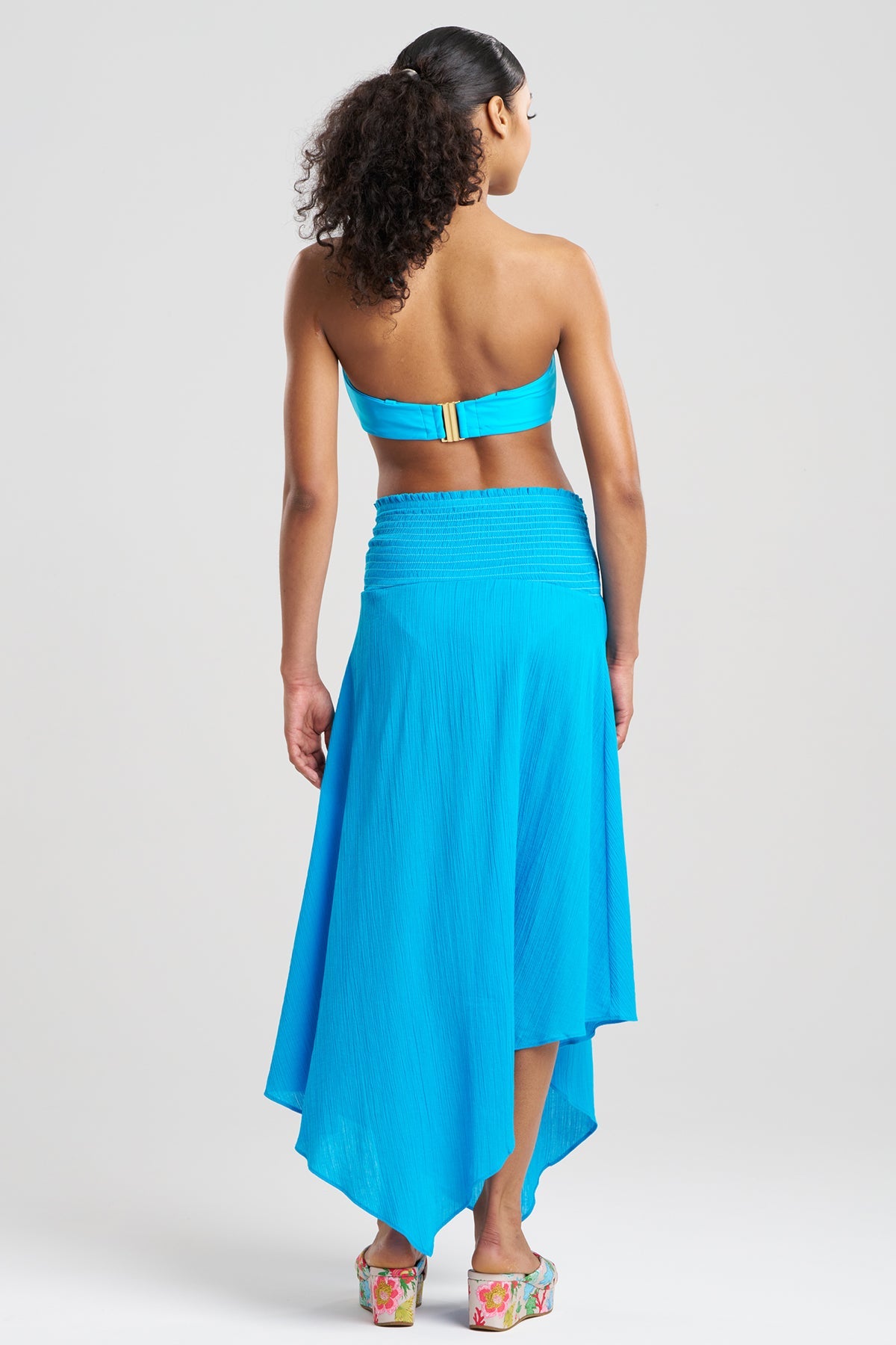Cotton Gauze Bandeau Dress Wave Blue