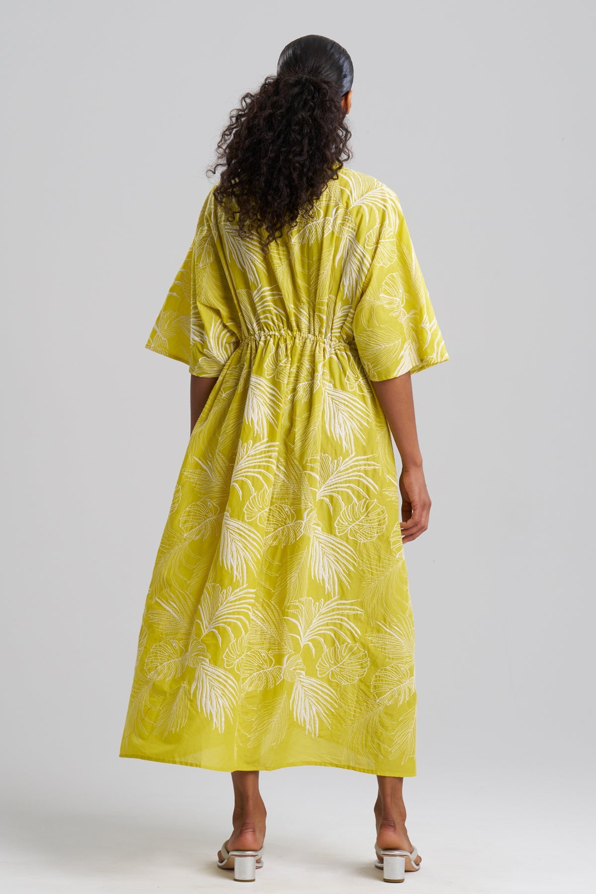 Palm Caftan Dress Citron
