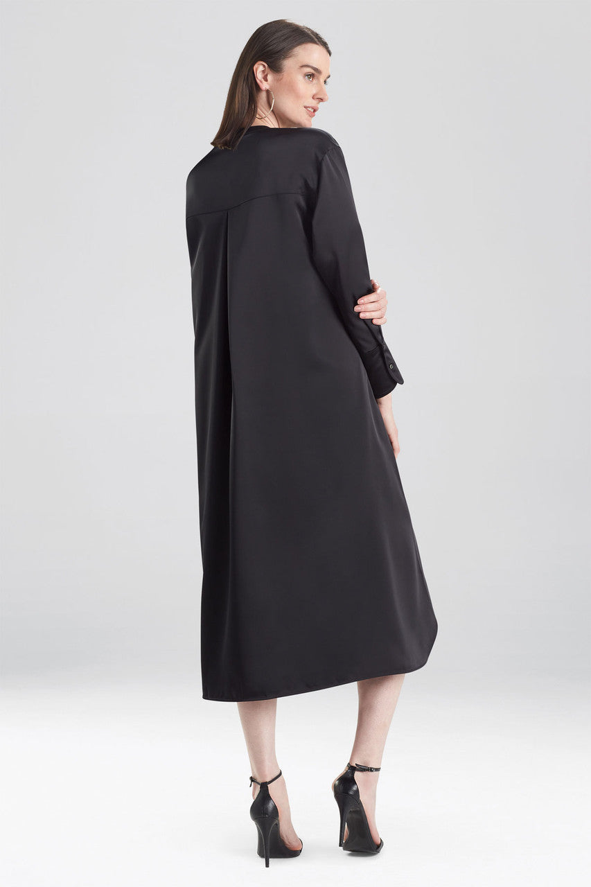 Buy Luxe Charmeuse Oversized Shirtdress in Black Online Black
