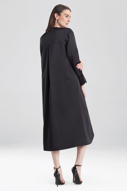 Buy Luxe Charmeuse Oversized Shirtdress in Black Online Black