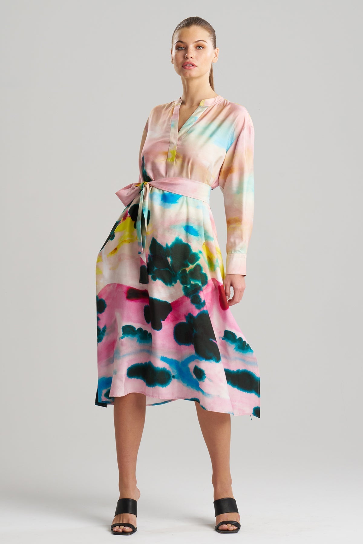 Akiko Printed Cotton Silk Twill Oversized Shirtdress Multi