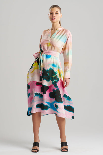 Akiko Printed Cotton Silk Twill Oversized Shirtdress Multi