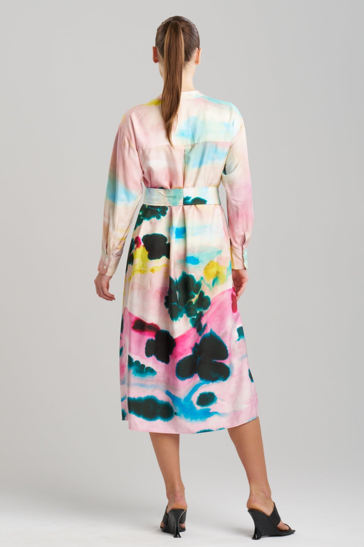 Akiko Printed Cotton Silk Twill Oversized Shirtdress Multi