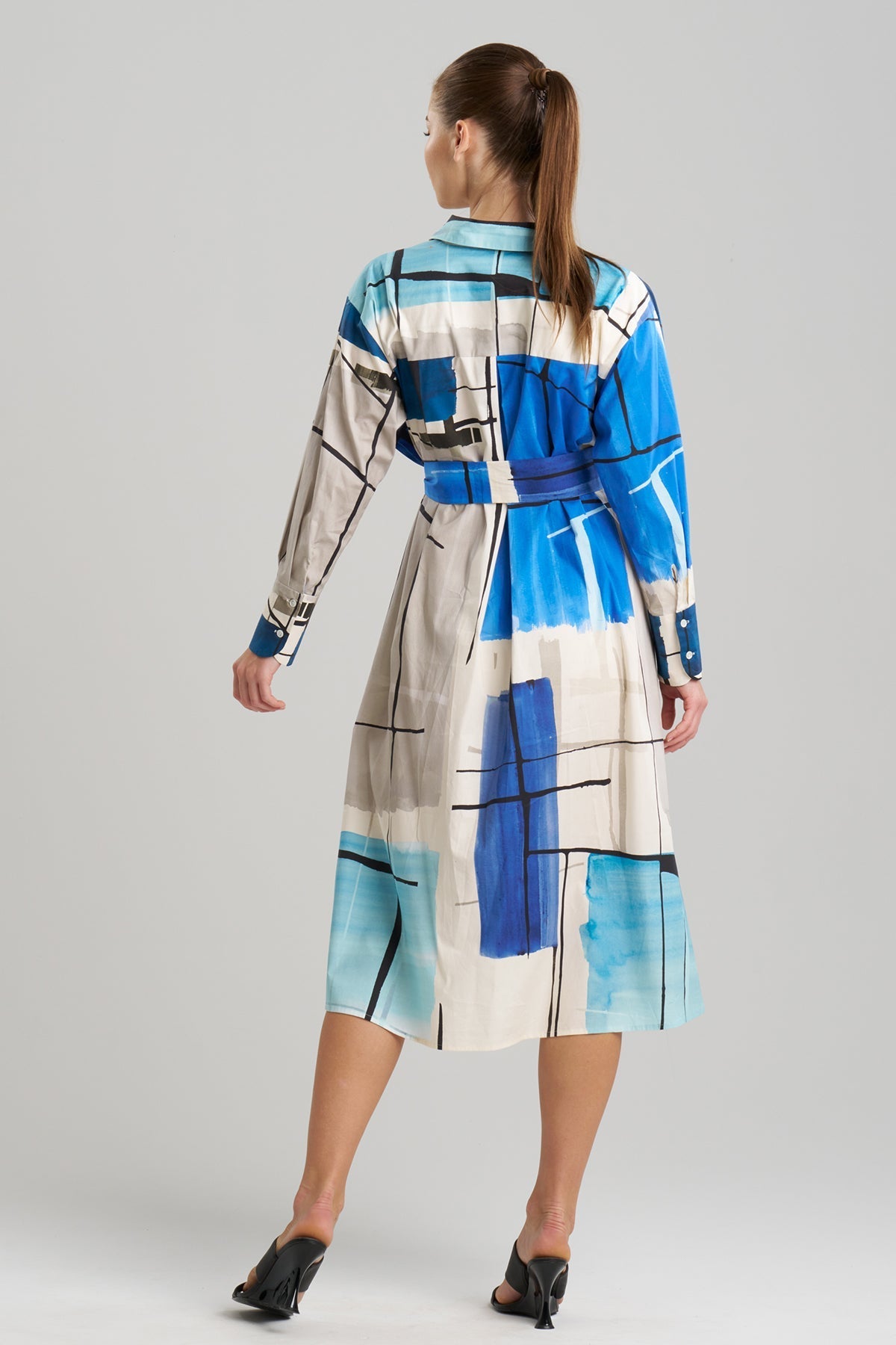 Buy Sorairo Printed Cotton Poplin Oversized Shirtdress online Aster/Grey