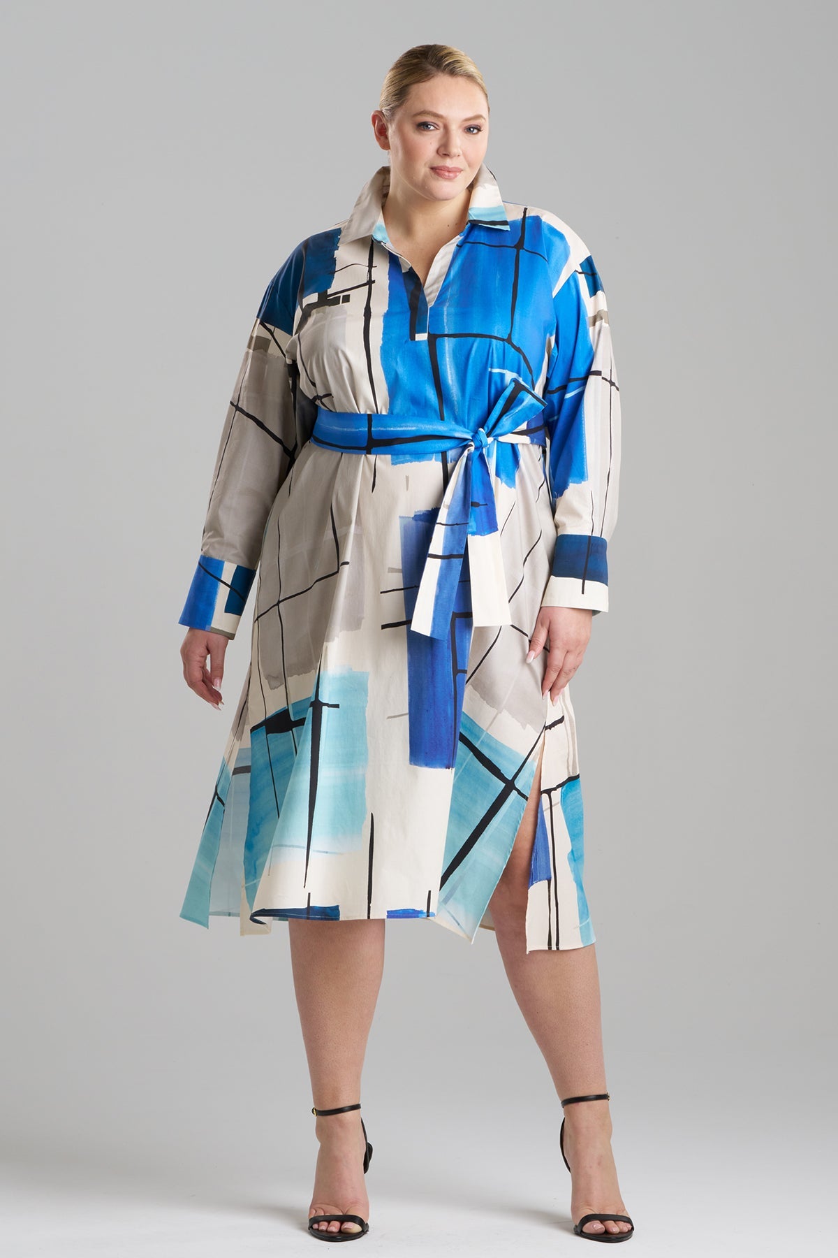 Buy Sorairo Printed Cotton Poplin Oversized Shirtdress online Aster/Grey