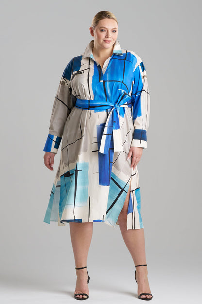 Buy Sorairo Printed Cotton Poplin Oversized Shirtdress online Aster/Grey