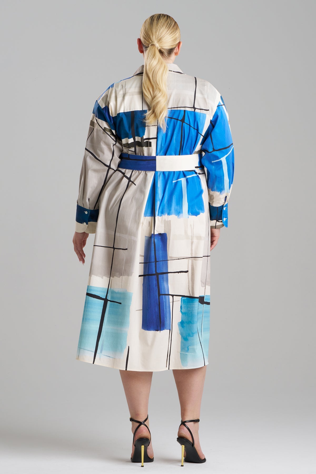 Buy Sorairo Printed Cotton Poplin Oversized Shirtdress online Aster/Grey