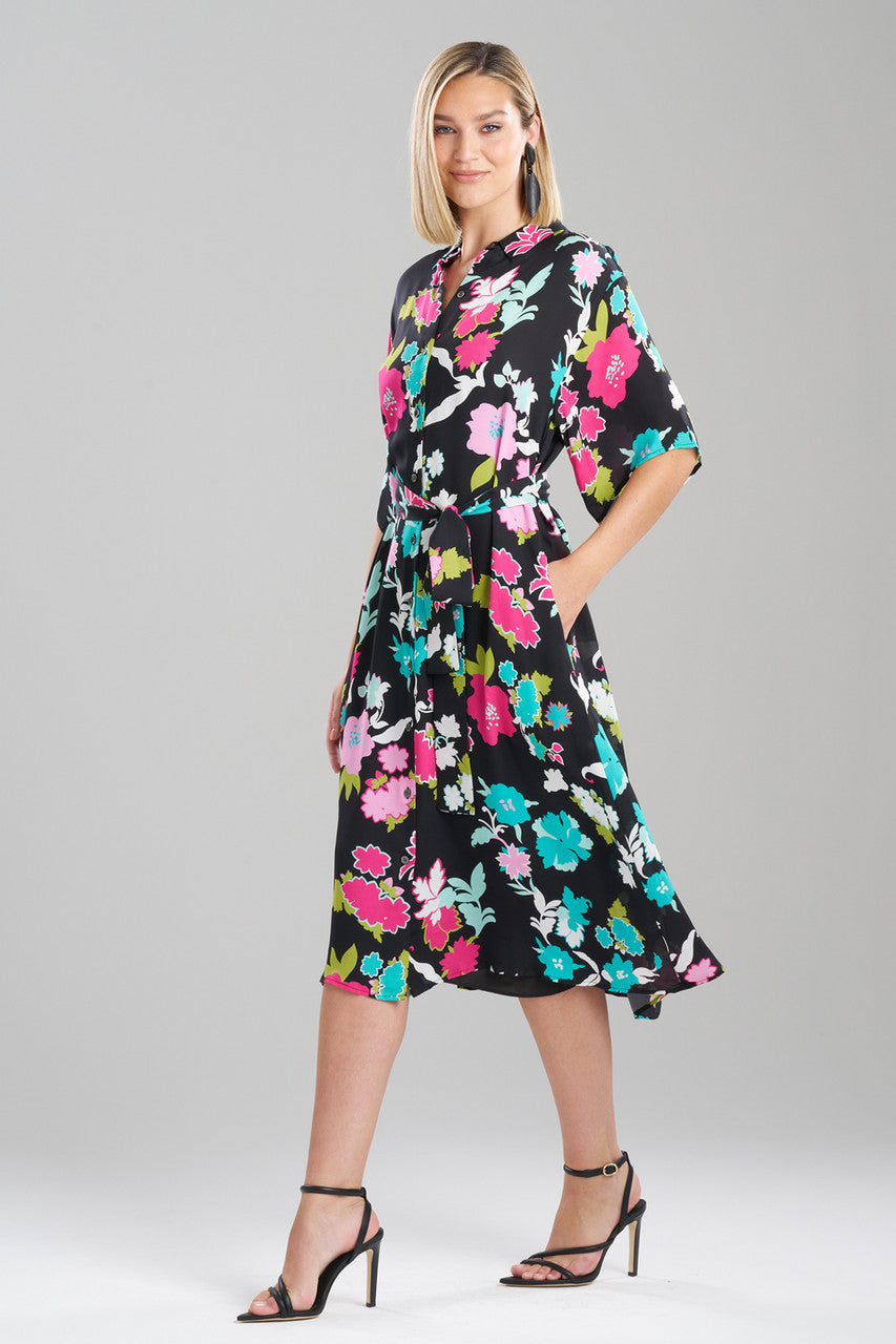 Buy Tangier Printed Silk Georgette Shirtdress in Black Multi Online Black Multi