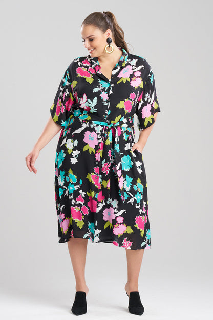 Buy Tangier Printed Silk Georgette Shirtdress in Black Multi Online Black Multi