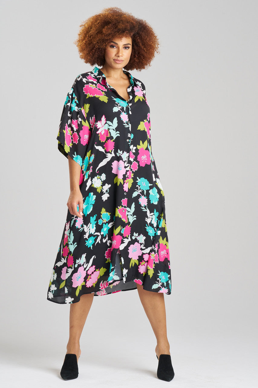 Buy Tangier Printed Silk Georgette Shirtdress in Black Multi Online Black Multi