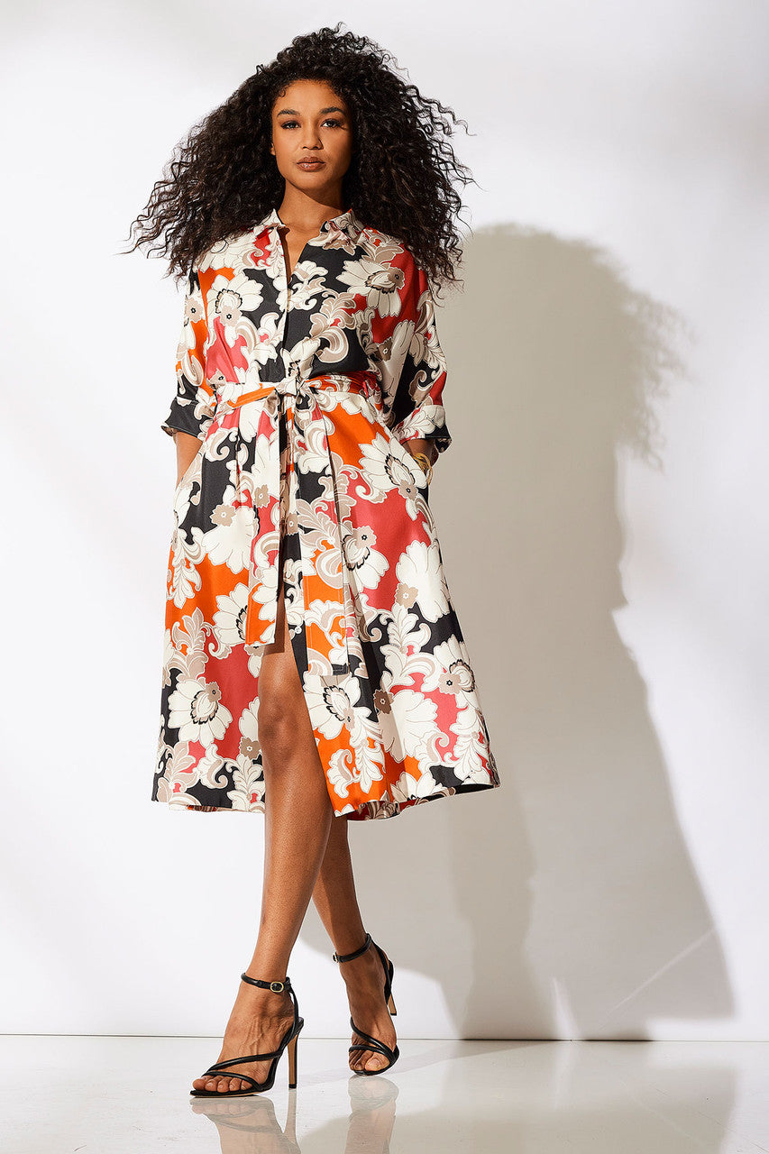 Buy Cressida Printed Silk Twill Belted Shirtdress in Multi Combo Online Multi Combo