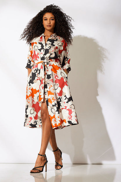 Buy Cressida Printed Silk Twill Belted Shirtdress in Multi Combo Online Multi Combo