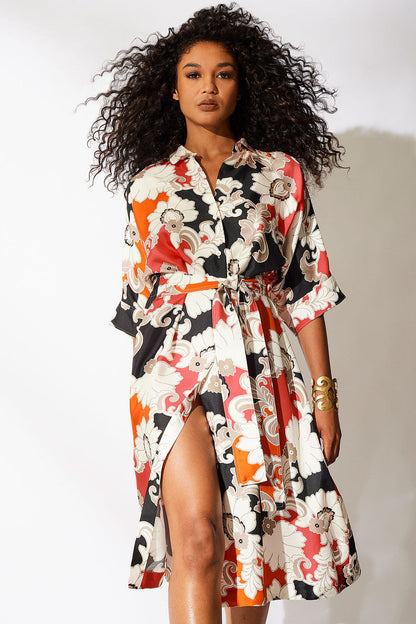 Buy Cressida Printed Silk Twill Belted Shirtdress in Multi Combo Online Multi Combo