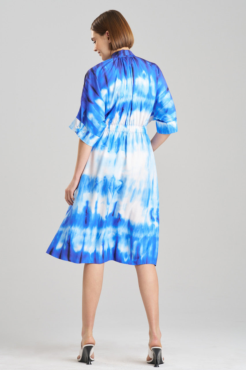 Buy Santorini Printed Cotton Silk Belted Shirtdress in Majorelle Online Majorelle