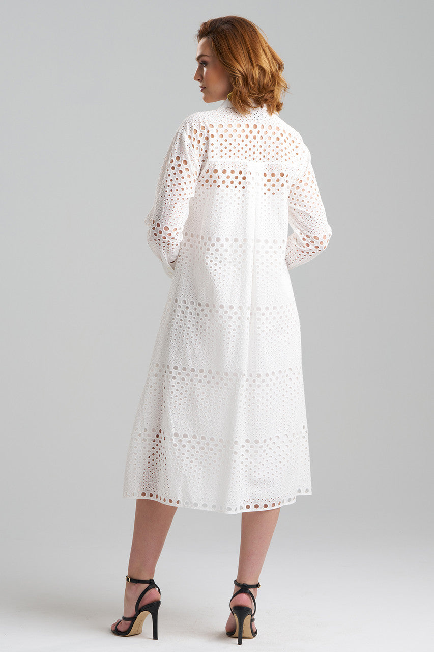 Buy Round Eyelet Oversized Shirtdress in White Online White