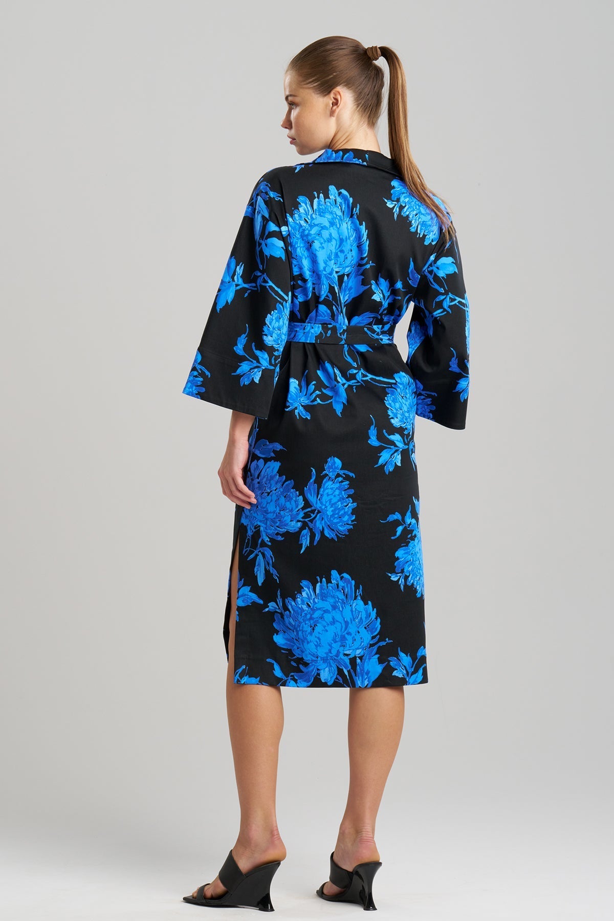 Buy Miyako Printed Cotton Chino Kimono Shirtdress online Aster Blue