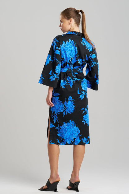 Buy Miyako Printed Cotton Chino Kimono Shirtdress online Aster Blue