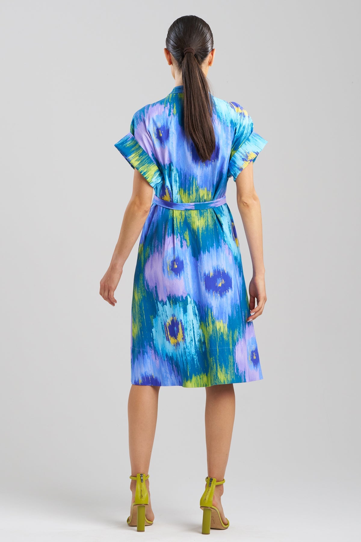 Multi Floral Mandarin Shirtdress Blue/Green