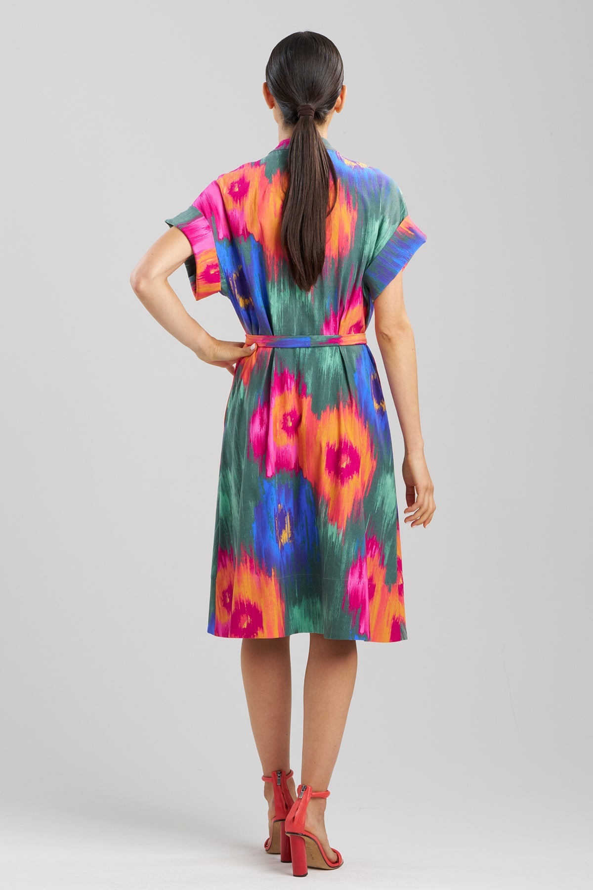 Multi Floral Mandarin Shirtdress Multi