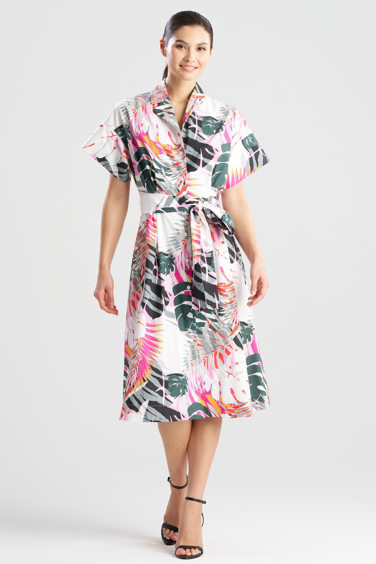 Palms Cotton Poplin Shirtdress Pink Mist
