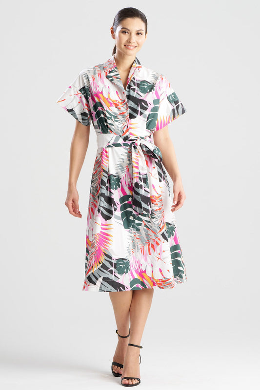 Palms Cotton Poplin Shirtdress Pink Mist