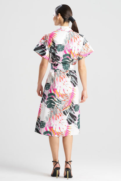Palms Cotton Poplin Shirtdress Pink Mist