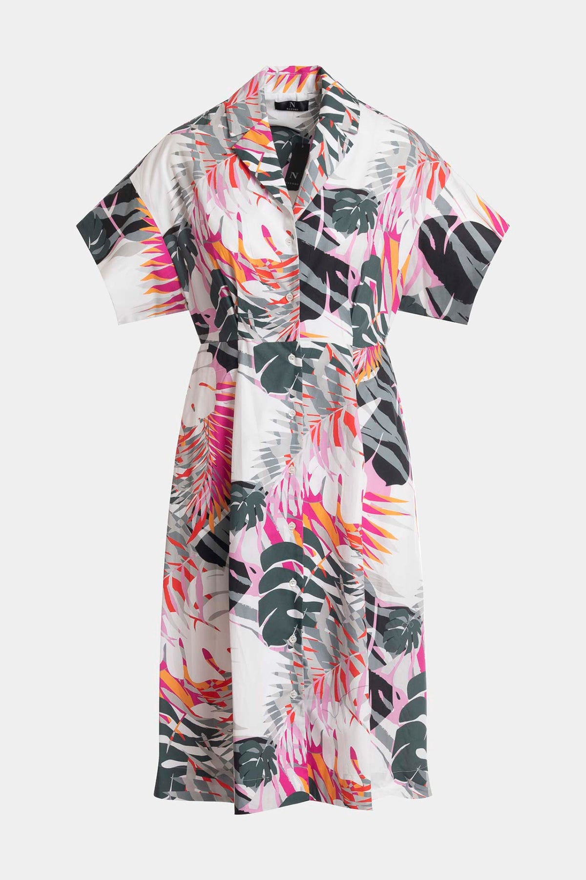 Palms Cotton Poplin Shirtdress Pink Mist