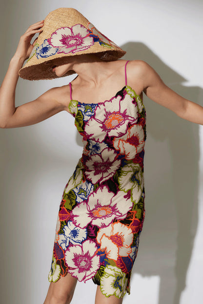Buy Cote D'Azur Embroidered Lace Slip Dress in Multi Online Multi