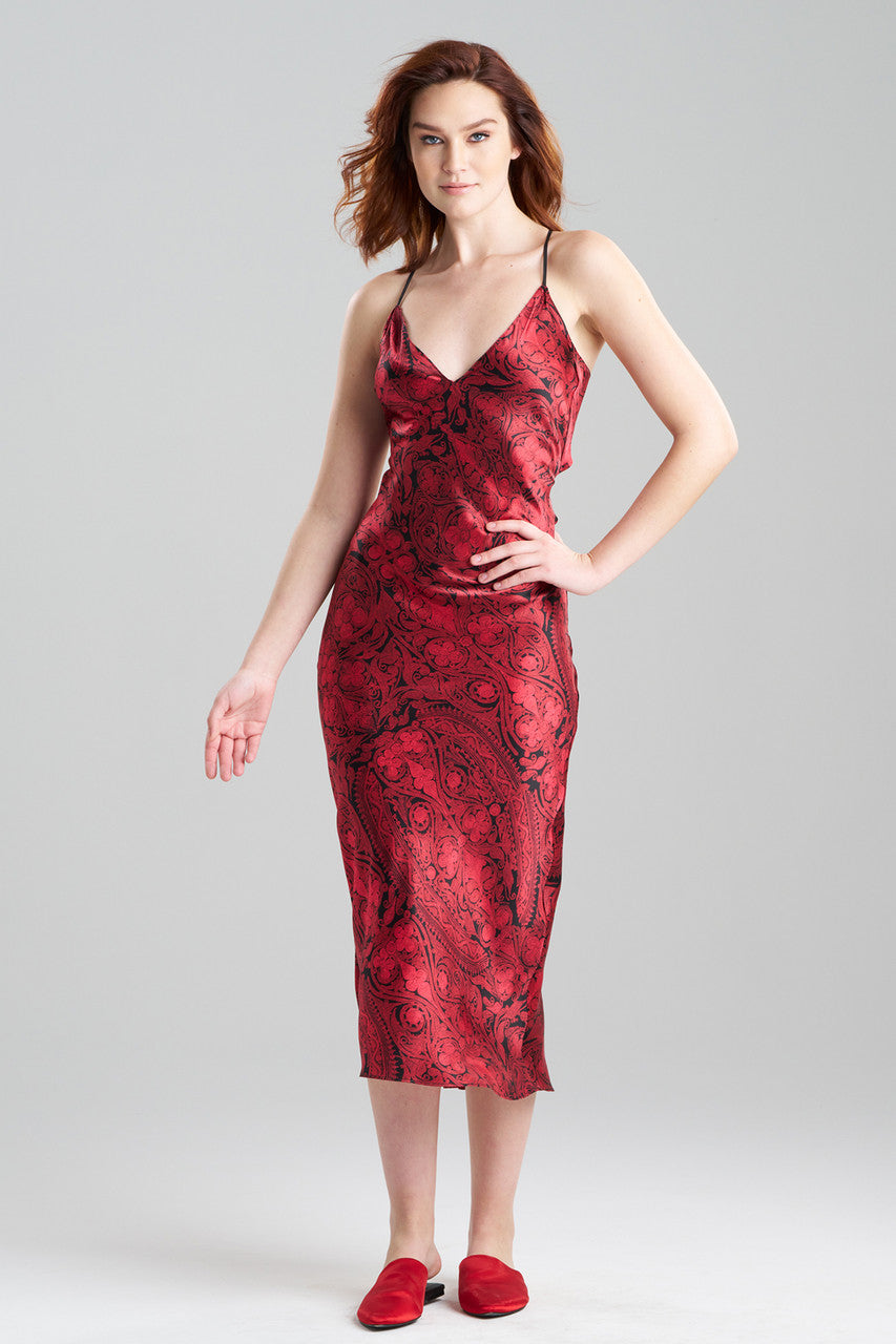 Buy Ottoman Open Back Silk Slip in Red/Black Online Red/Black