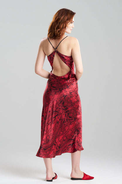 Buy Ottoman Open Back Silk Slip in Red/Black Online Red/Black