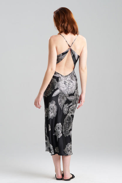 Buy Miyoshi Open Back Silk Slip in Black/White Online Black/White
